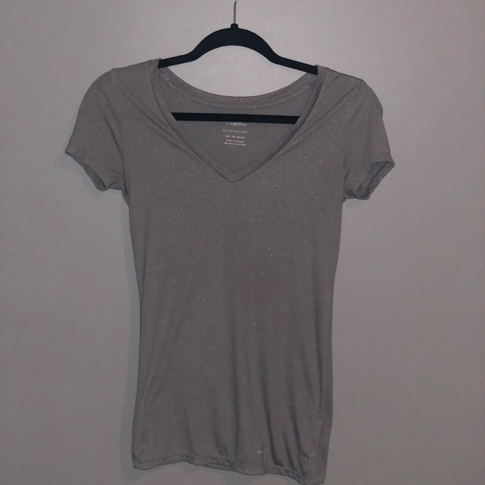 silver gray glittery american eagle tshirt